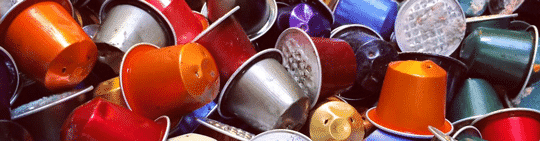 Photo de capsules de café recyclées